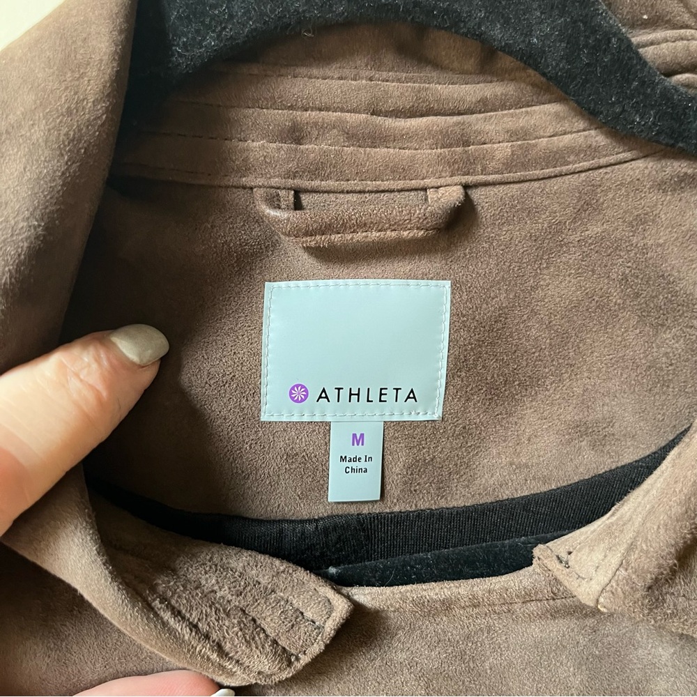 Like New Athleta Helena Suede Moto Jacket Dark Taupe size medium - Picture 8 of 12